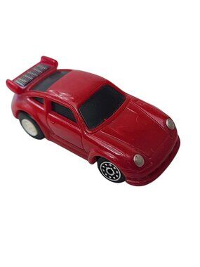Porsche 911 Style Toy Car Red Plastic Pull Back Friction Vehicle